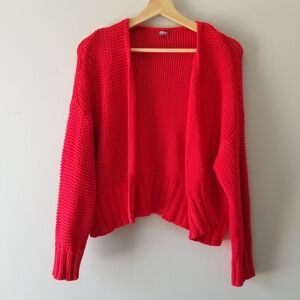 Aerie Red Cropped Cardigan Open Front XS